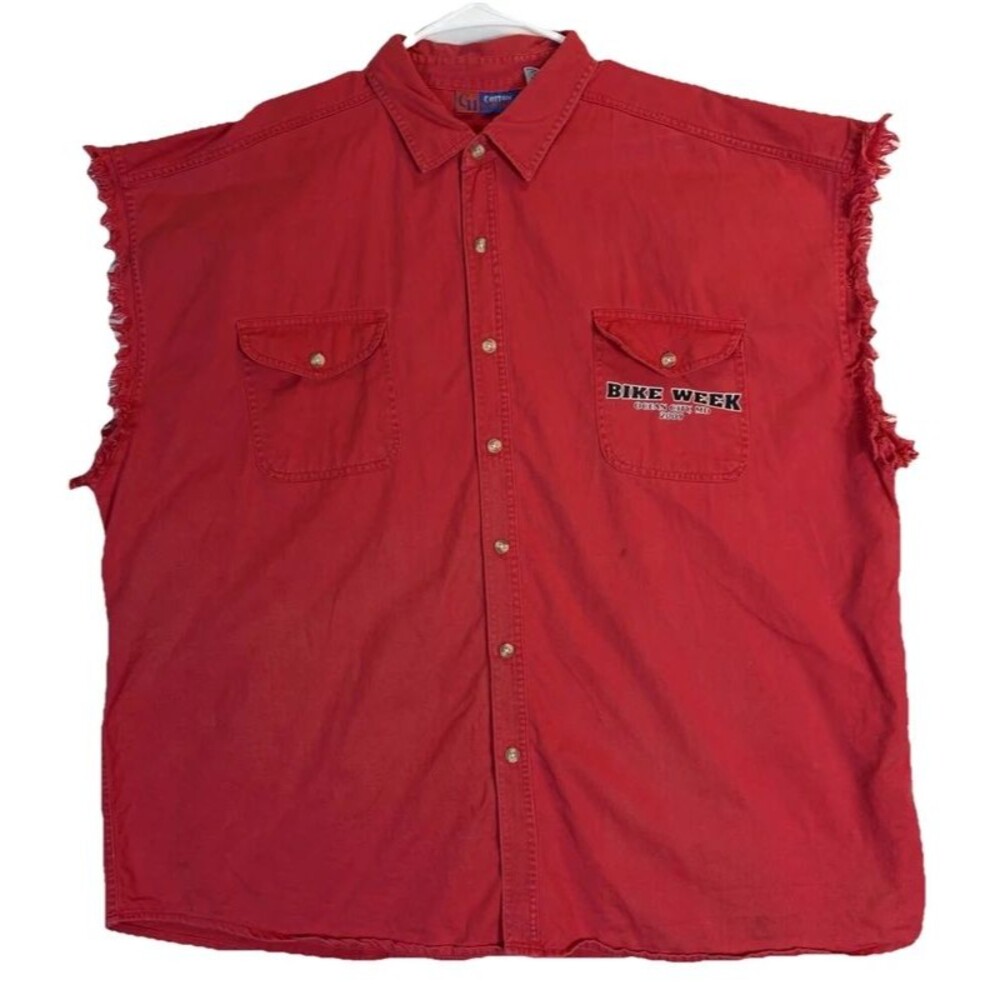Bike Week Ocean City Maryland 2009 Sleevless Button Shirt Red Men’s 2XL